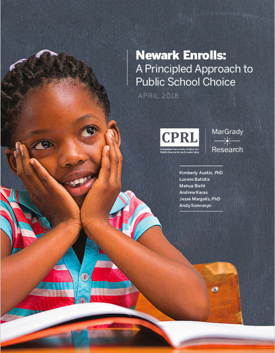 Girl looking at camera on cover of Newark report