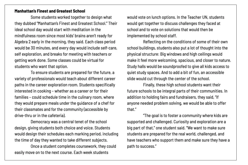 sidebar about student projects