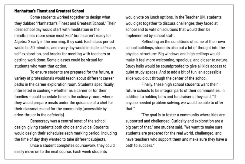 sidebar about student projects