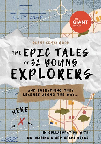 Cover image of GIANT Room comic book with image of map.