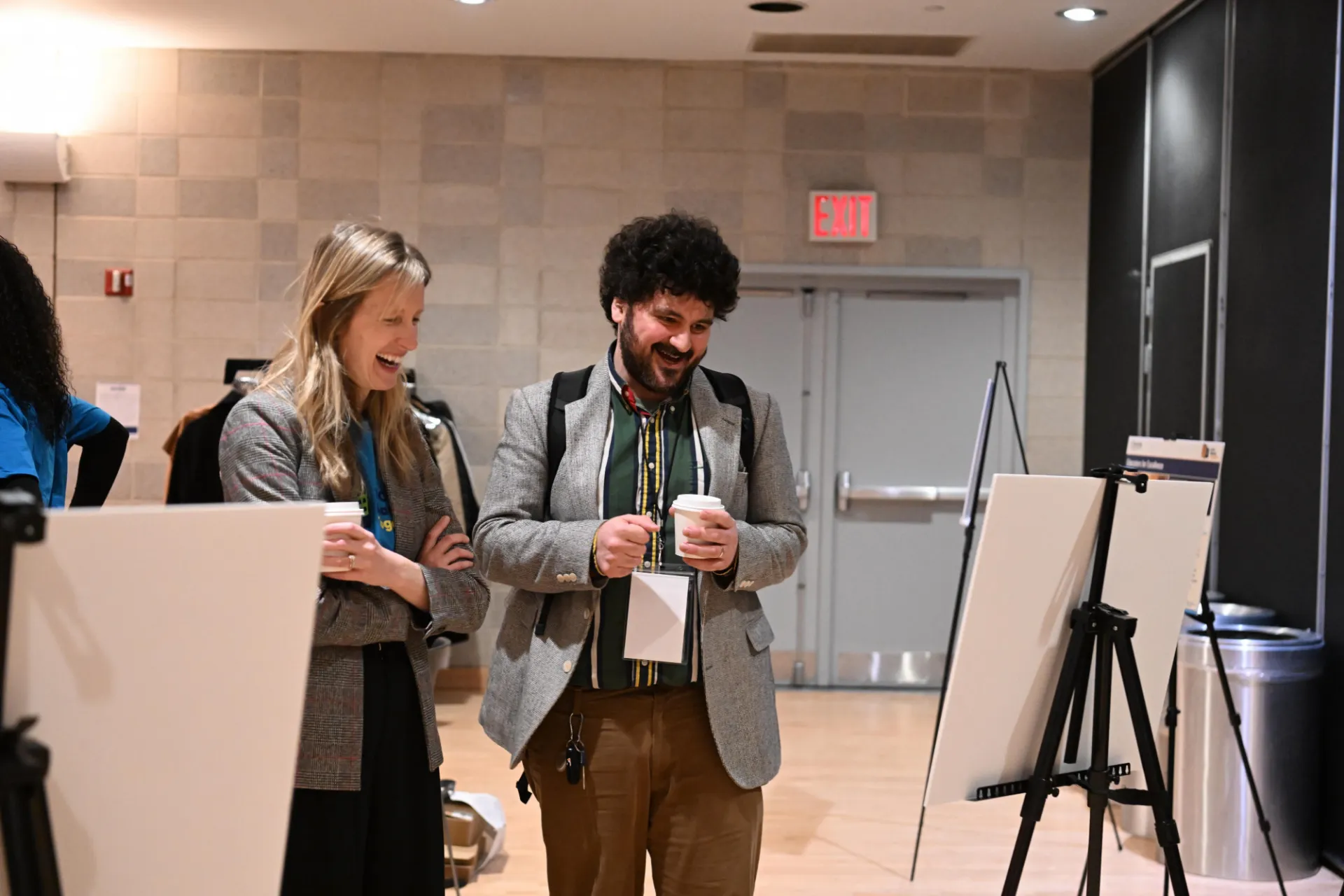 two people laughing 