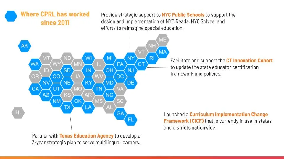 map of states where CPRL has worked since 2011