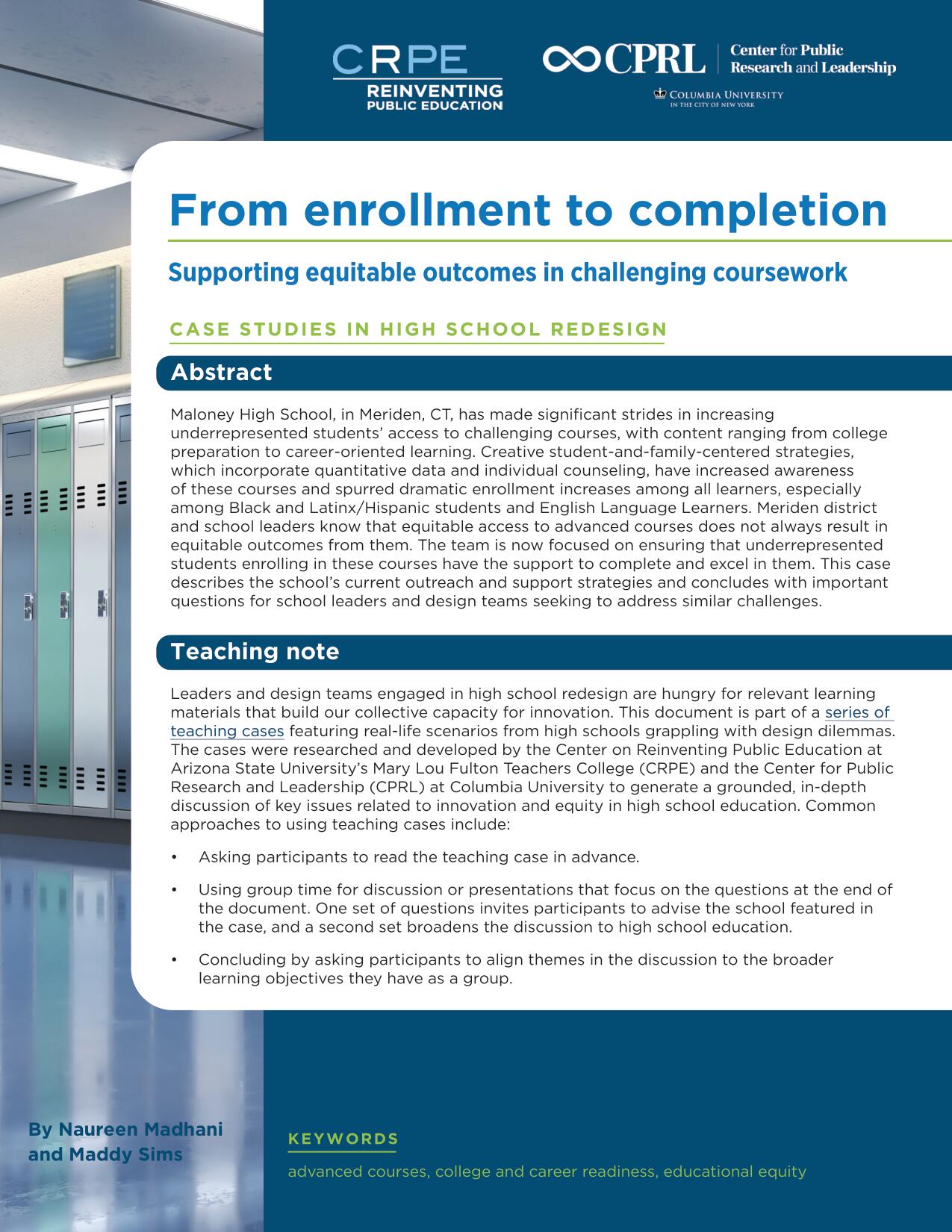 Cover image of teaching case called "From enrollment to completion"