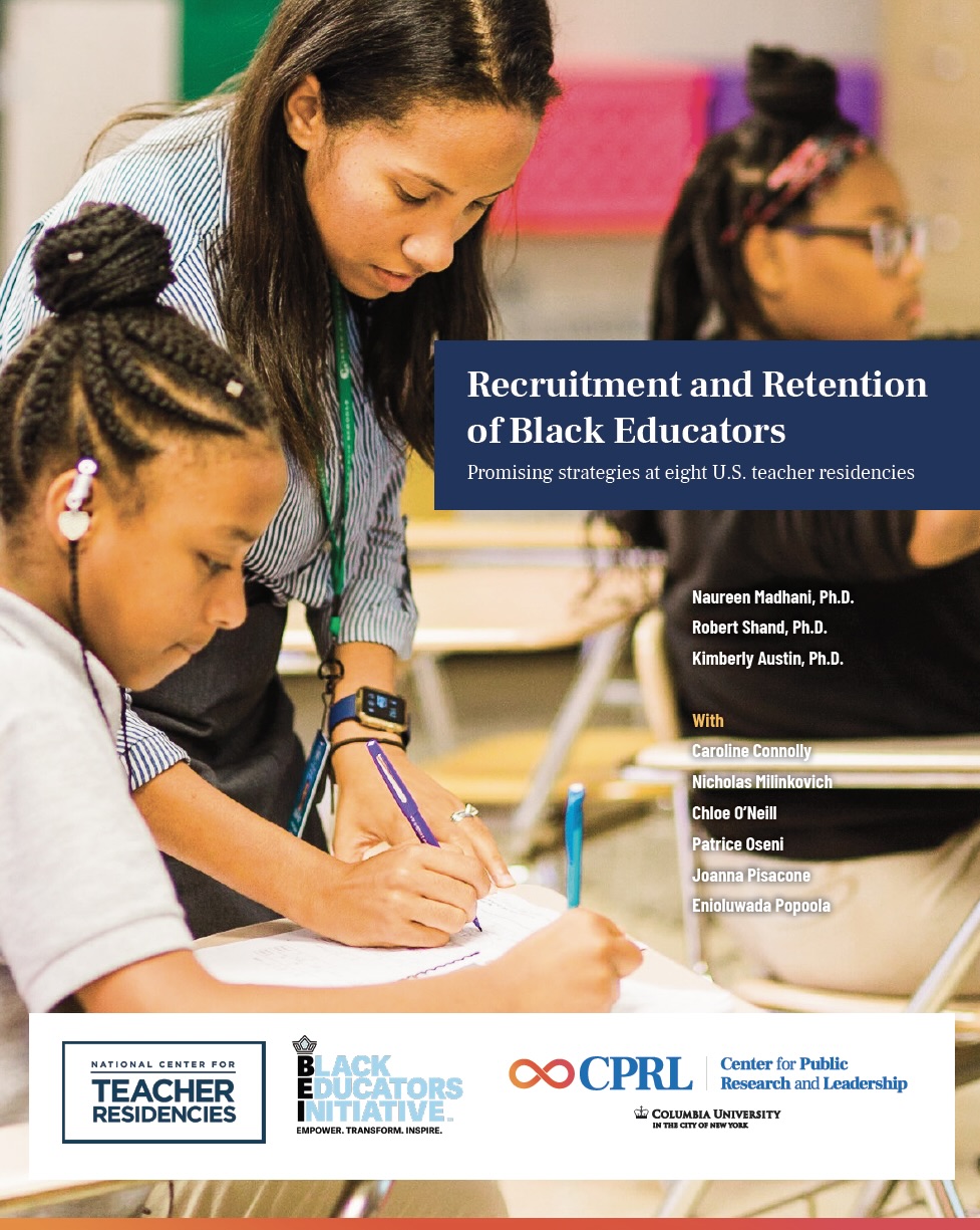 Cover image of report, teacher with students in classroom.