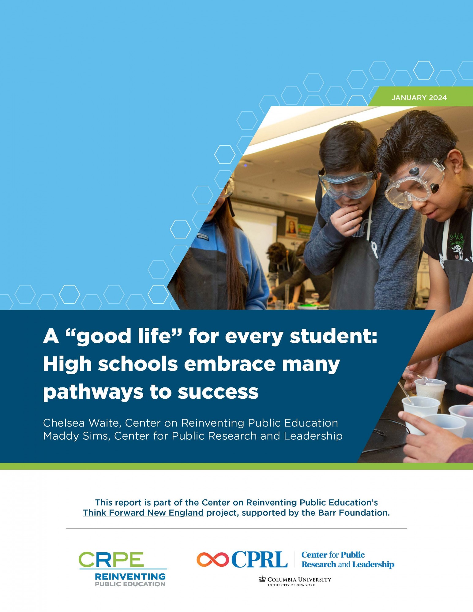 cover image of Good life paper with students in science class
