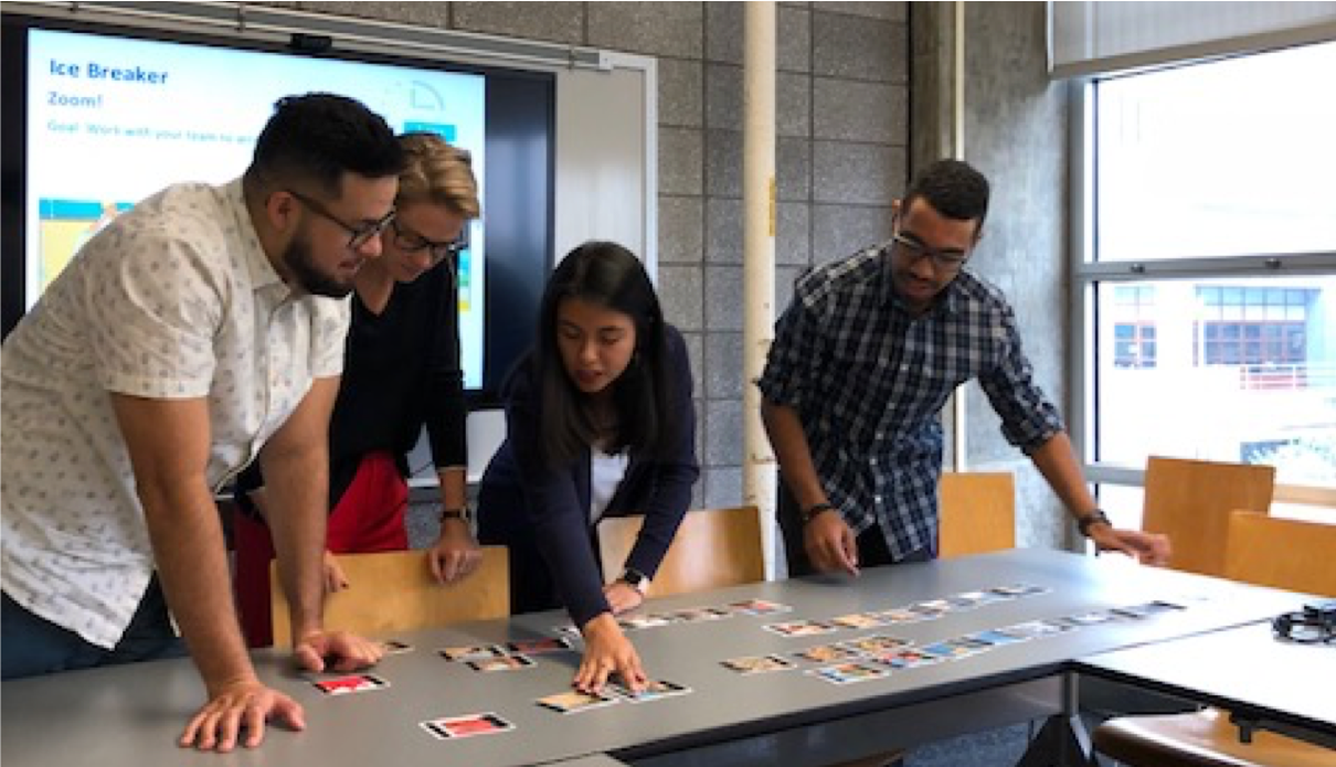 Four graduate students working together