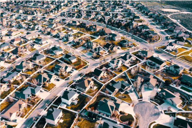 Systemwide innovation and transformation Aerial image of a suburban neighborhood in the United States
