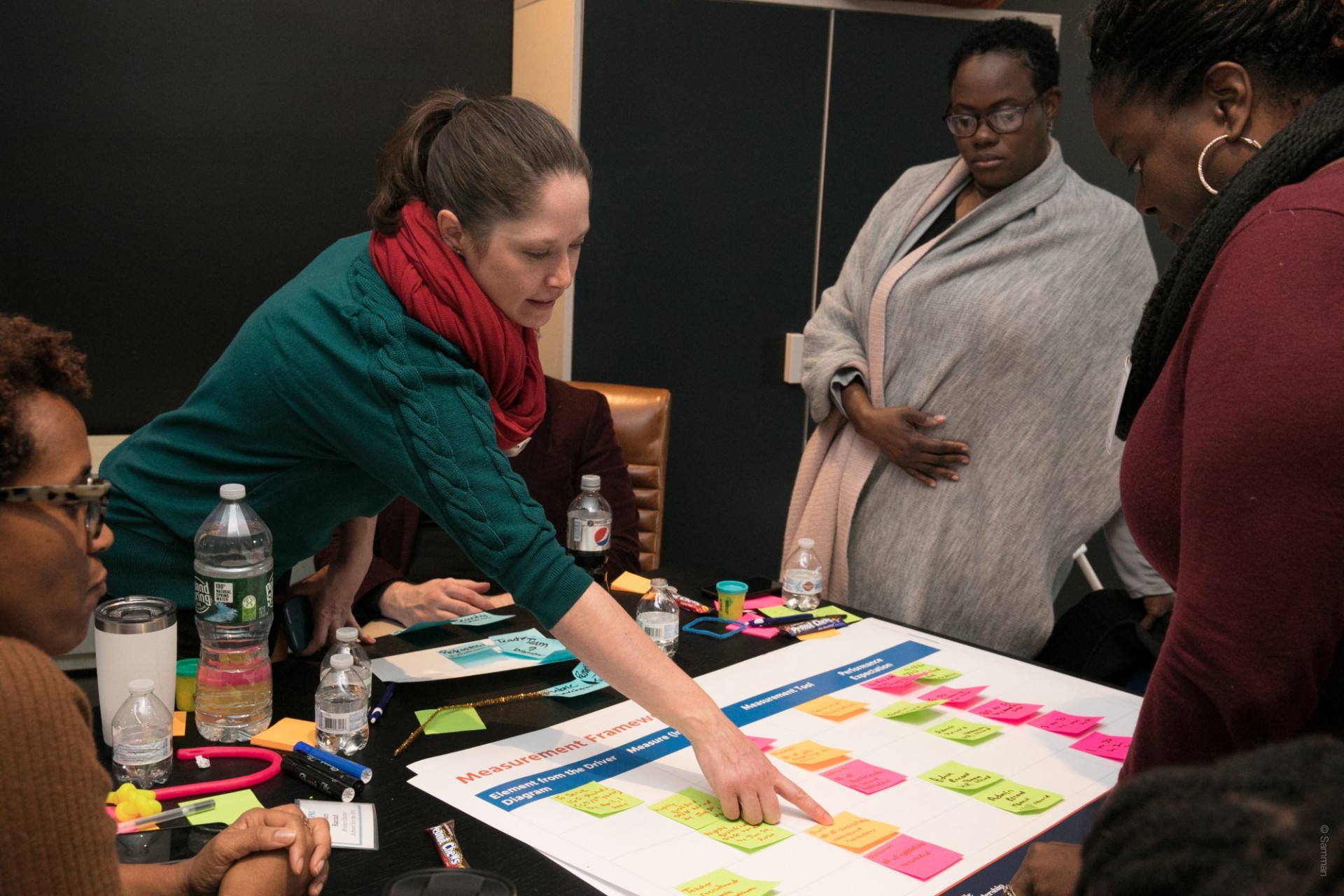 Staff working with participants in a small group